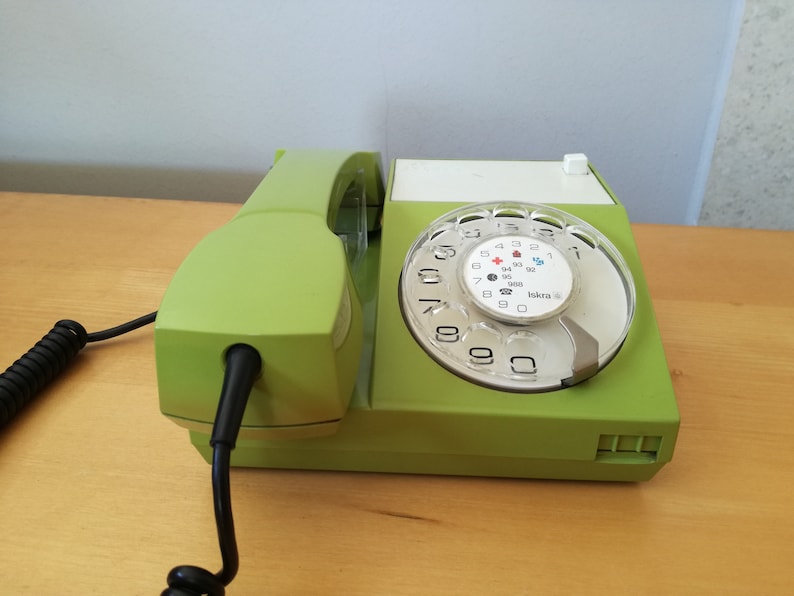 1970s Iskra Rotary Dial Telephone / Vintage Telephone, Made in Yugoslavia / Iskra ATA 31K Mid Century Modern Telephone image 8