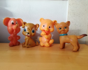 Vintage Rubber Toys / 1970s Collectable Toys / Retro Rubber Toy Animals