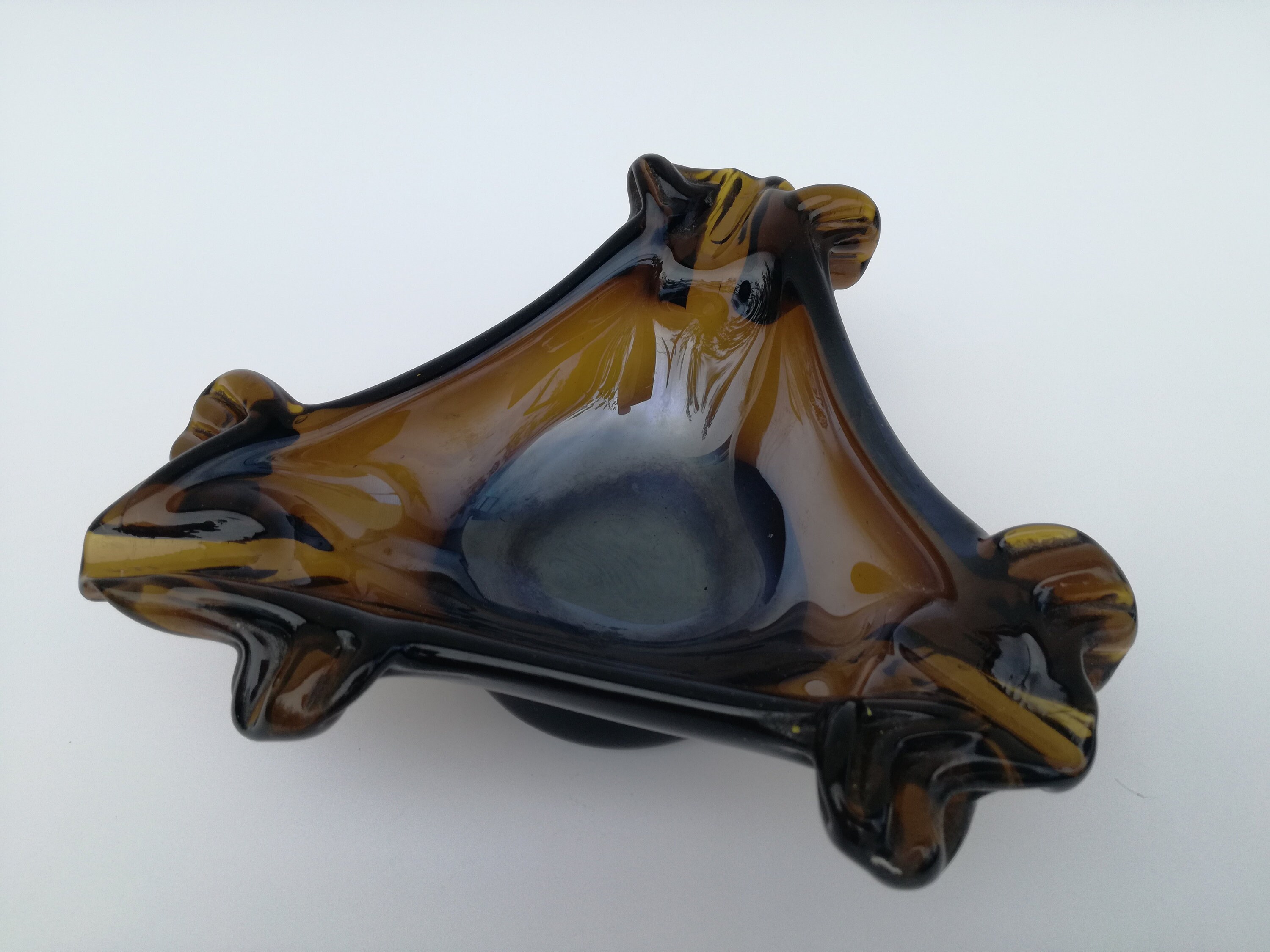 Vintage Murano Glass Ashtray / Mid Century Amber Glass Ashtray / Mid Century Modern Decor