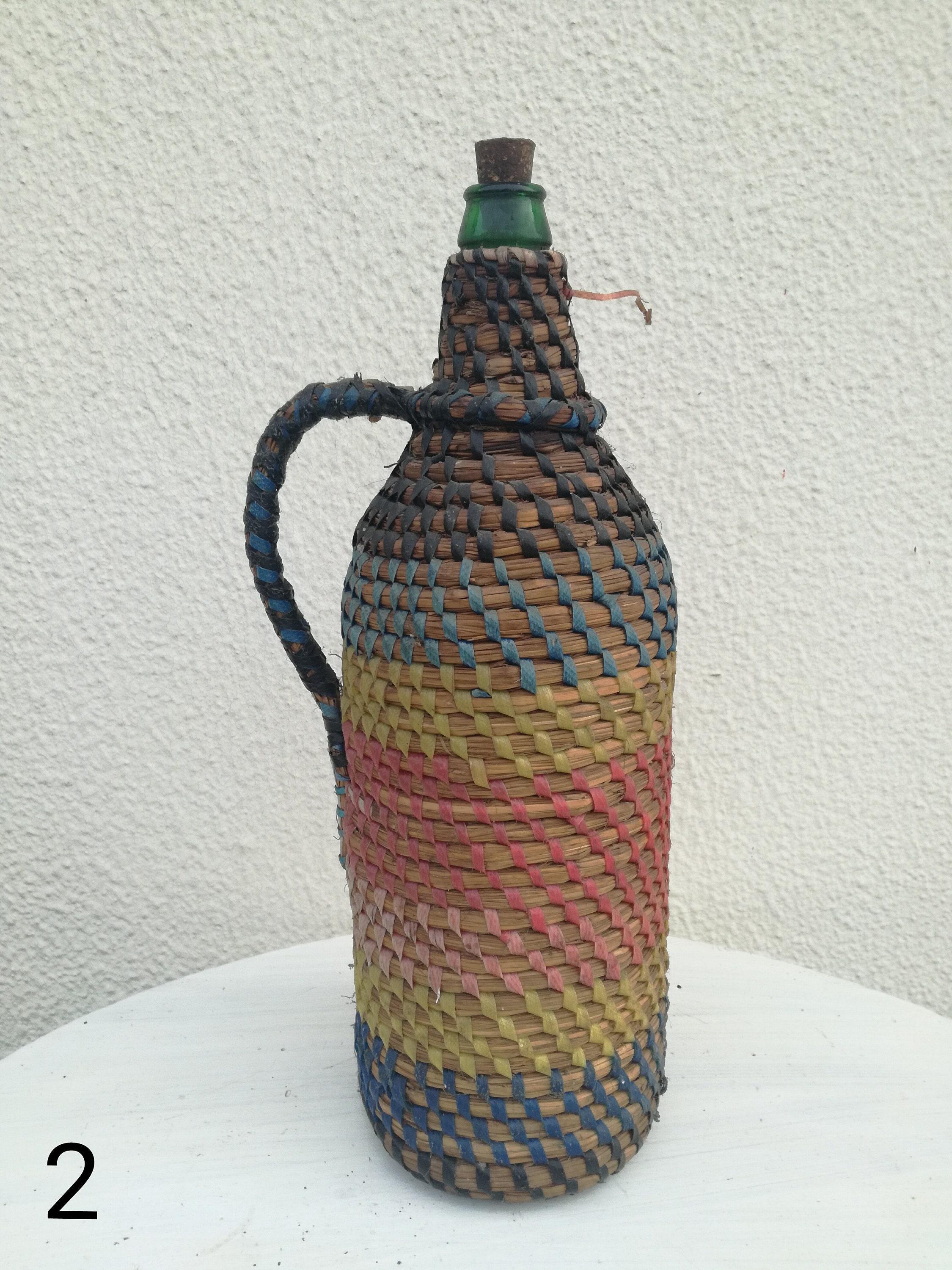 Vintage Wicker Bottle / Hand Knotted Wrapped Bottle / Cottage Etsy