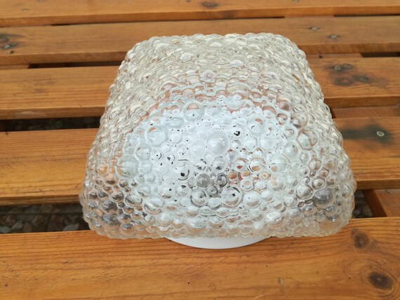 Helena Tynell Style Vintage Sconce Lamp / 1970s Flush Mount Lamp / 70s Bubble Glass Light
