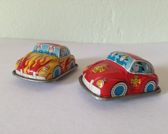 1960s Friction Toy Car / Vintage Japan Tin Toy Litho Car