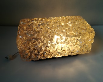 Glashutte Limburg Wall Lamp / Brutalist Amber Glass Sconce lamp / Mid Century Modern Lighting / 1960s Wall Lamp