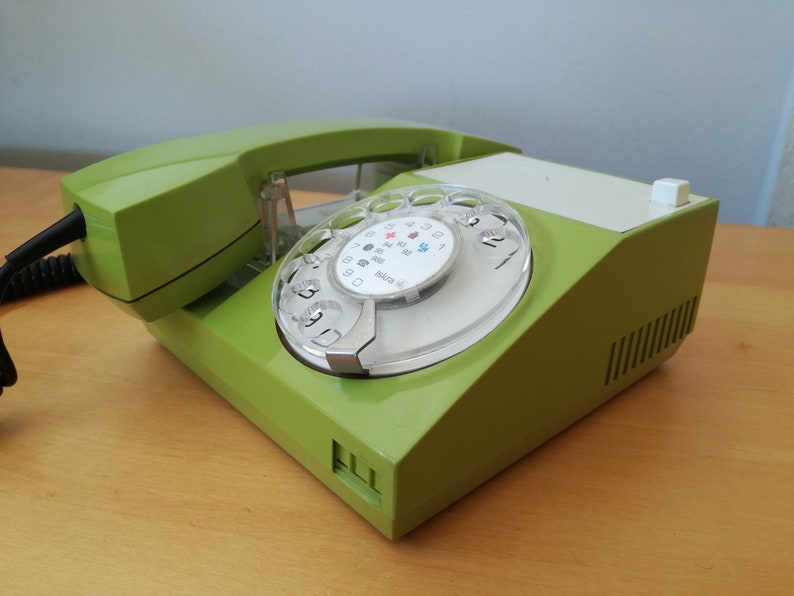 1970s Iskra Rotary Dial Telephone / Vintage Telephone, Made in Yugoslavia / Iskra ATA 31K Mid Century Modern Telephone image 5