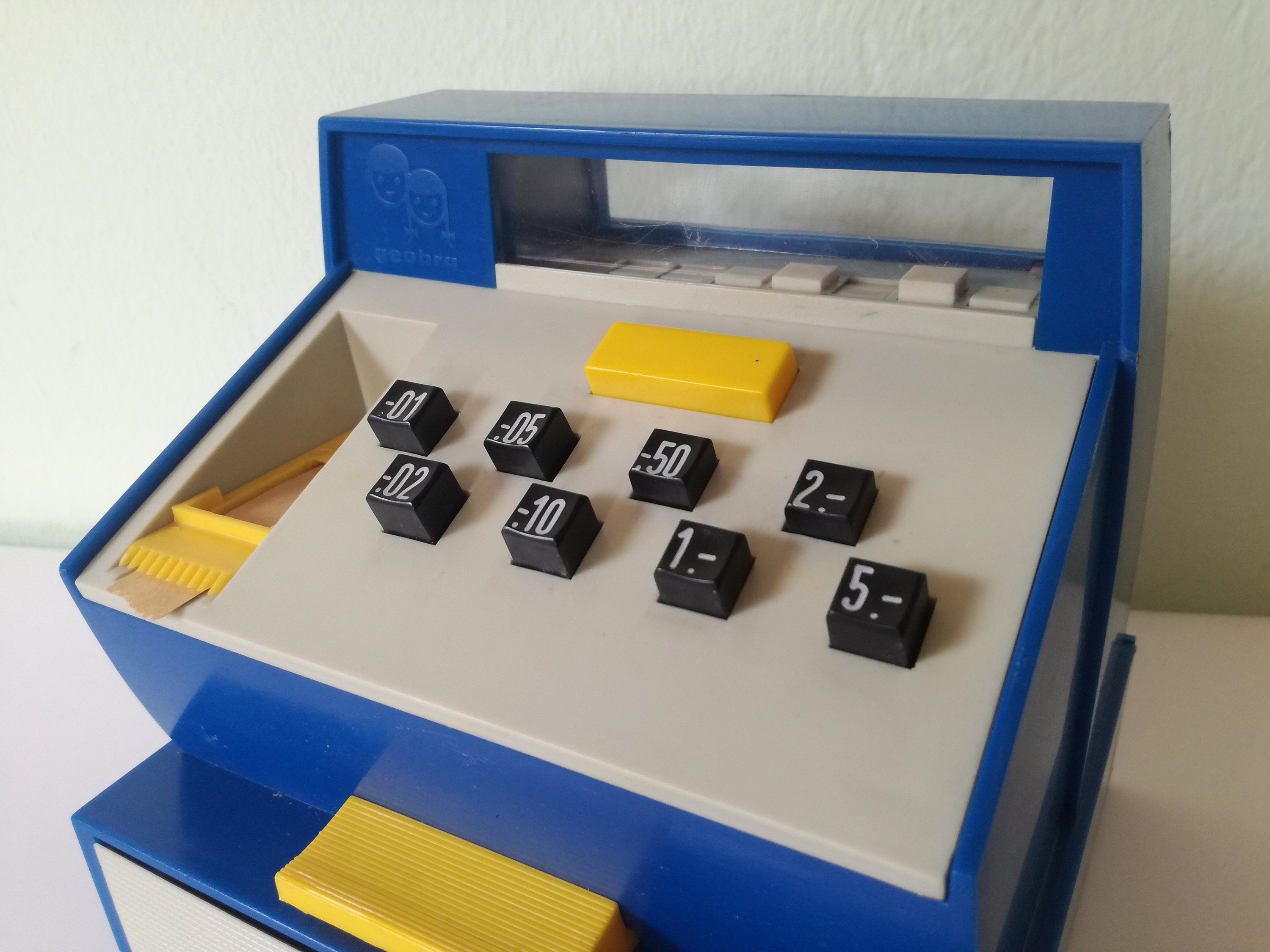 Geobra Vintage Toy Cash Register / 1960s Plastic Kids Cash Register