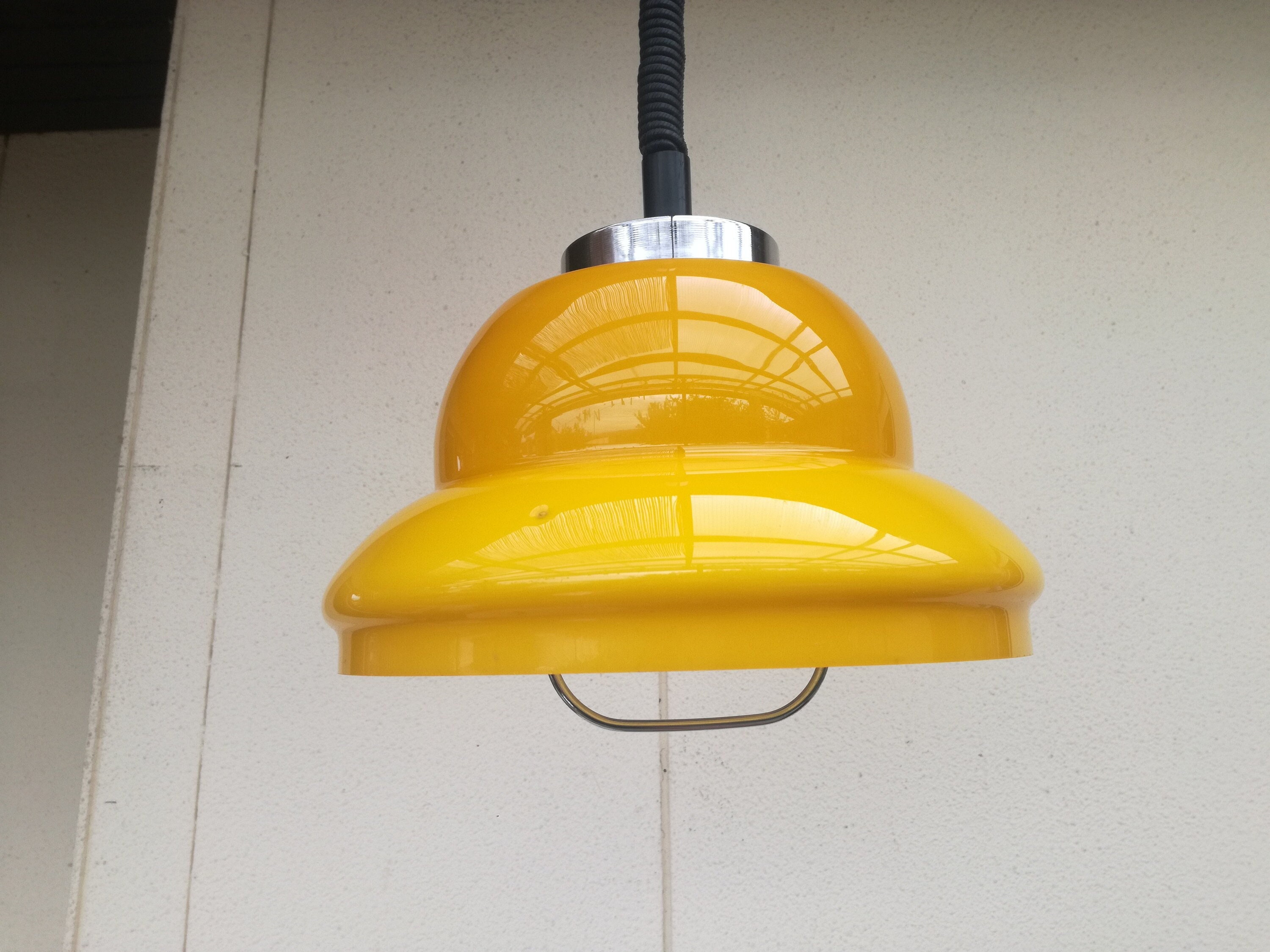 70s Yellow Glass Pendant Lamp / Mid Century Modern Lighting Etsy