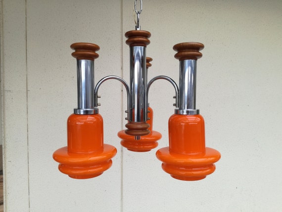1970s Space Age Chandelier, Made in Yugoslavia / Mid Century Modern Pendant Lamp / 70s Lighting / Sputnik Lamp / Atomic Age Lamp