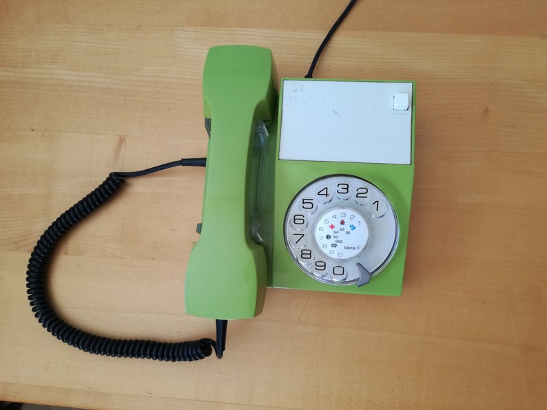 1970s Iskra Rotary Dial Telephone / Vintage Telephone, Made in Yugoslavia / Iskra ATA 31K Mid Century Modern Telephone image 7