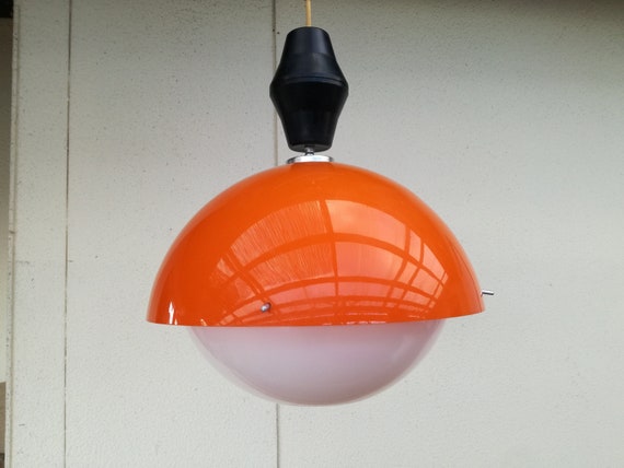 Midcentury 70 er Jahre Lampe Küchenlampe orange Glasschirm