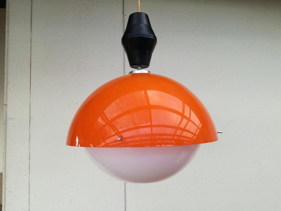 Space Age Orange Chandelier With 5 Arms/ Vintage Metal 