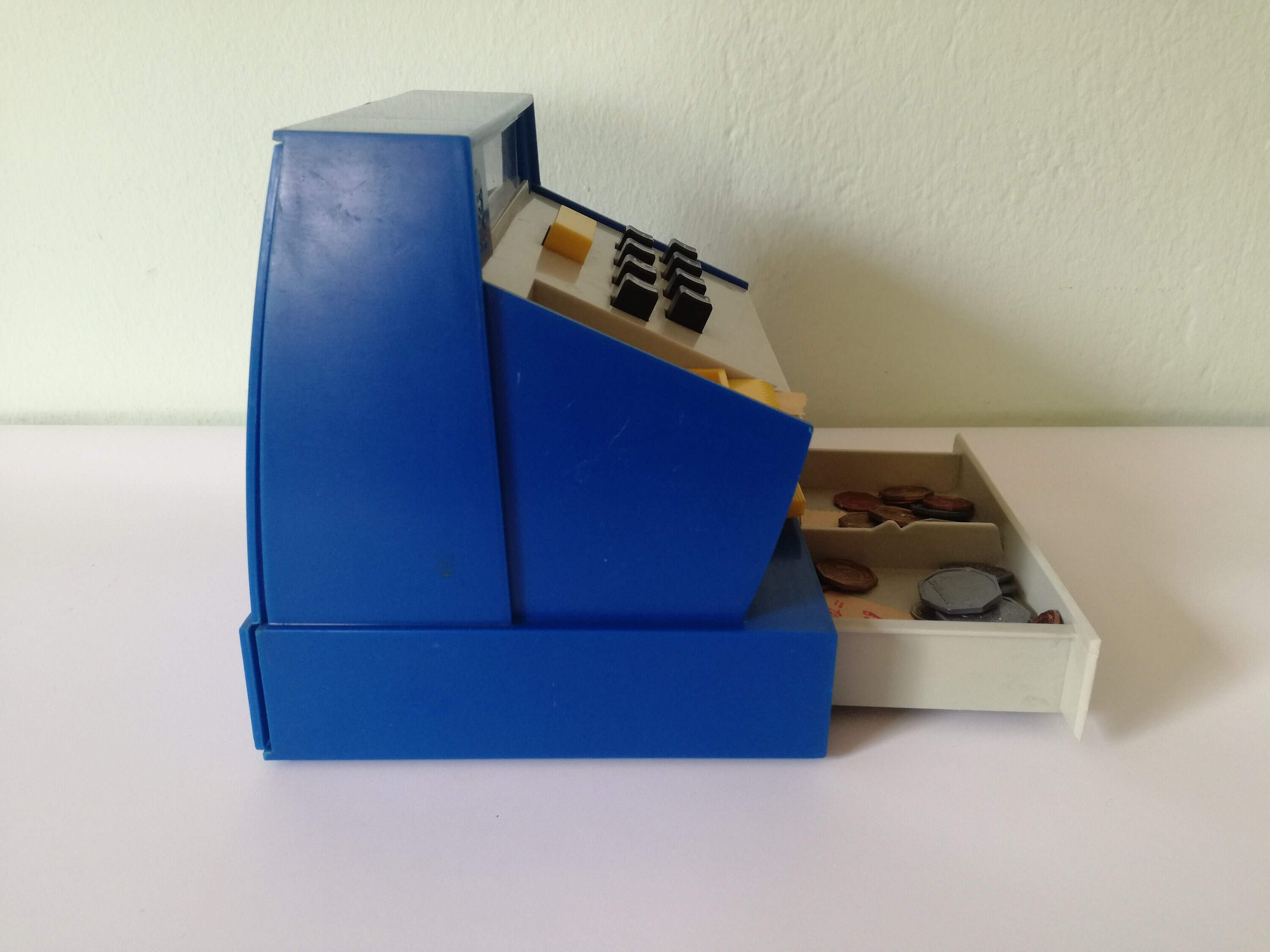 Geobra Vintage Toy Cash Register / 1960s Plastic Kids Cash Register