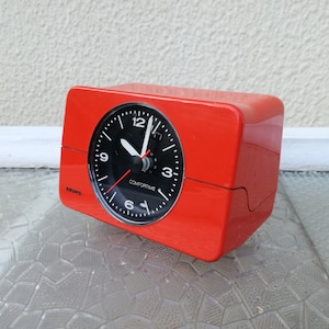 70s Alarm Clock, Made in Germany / 1970s Krups Comfortime Space Age Clock / Vintage Orange Plastic Table Clock