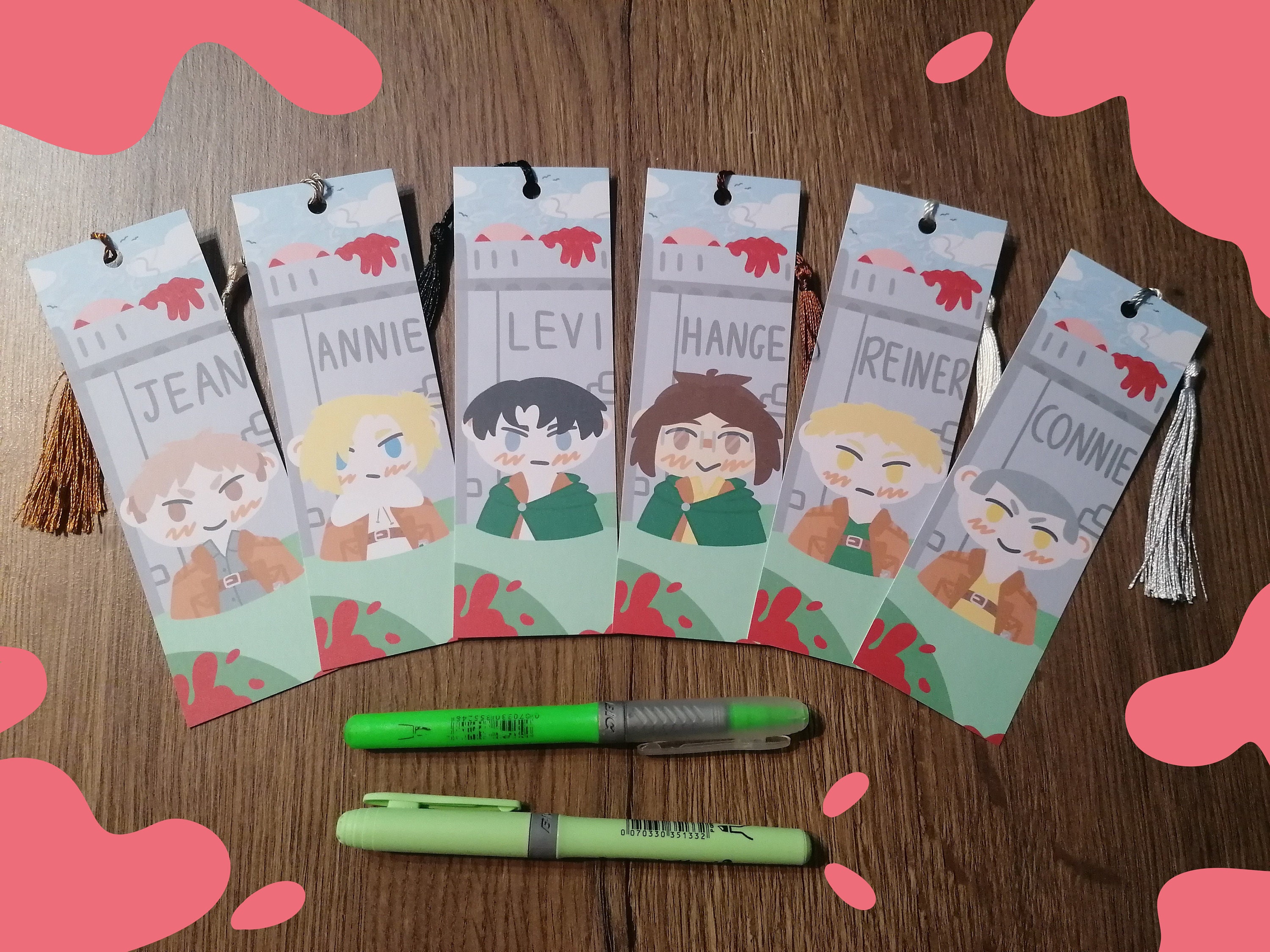 Attack On Titan chibi bookmarks 12 characters AOT/SNK | Etsy