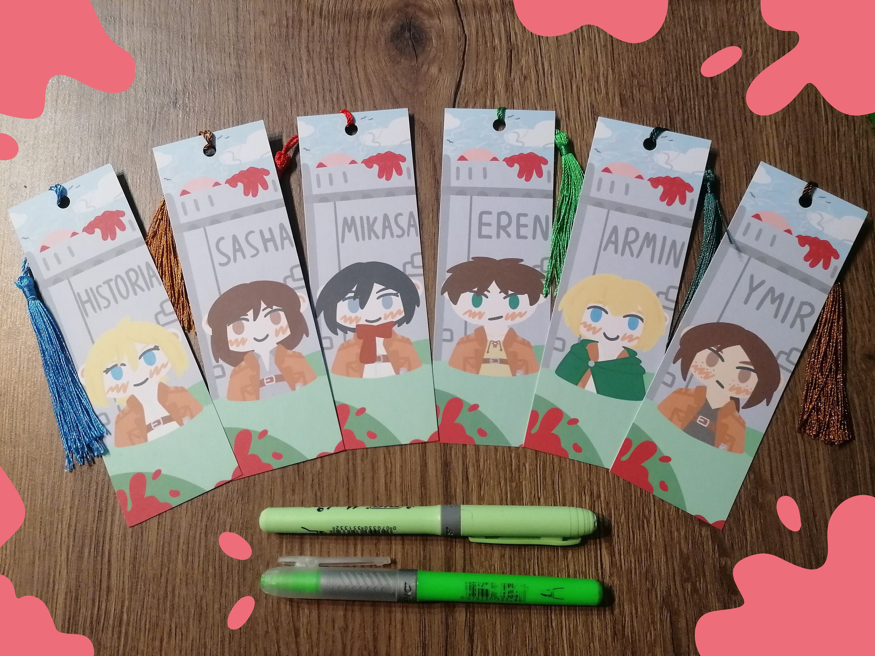 Attack On Titan chibi bookmarks set 1 AOT/SNK | Etsy