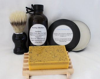 Men Gift Set, Face and Body Soap, Shaving Soap, Aftershave, Shaving Brush: Grooming Set/ Gifts for Him, gift for him