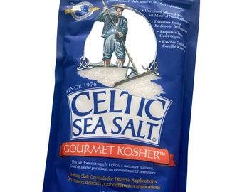 1 LB Celtic Coarse Gourmet Salt (white in color) with  a free iodine seasoning.