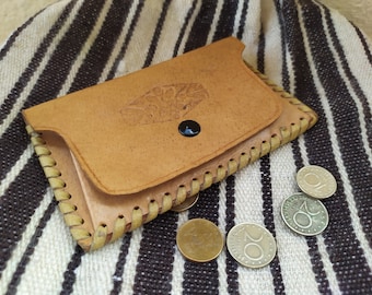 Small Vintage Leather Purse,Coin Purse Leather, Coin Wallet, Coin Holder,  Old Purse, Women's Men's Wallet, Embossed Brown Purse