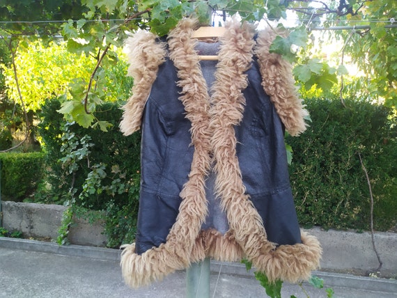 Vintage Leather Folk Vest, Vintage Women's Vest, R