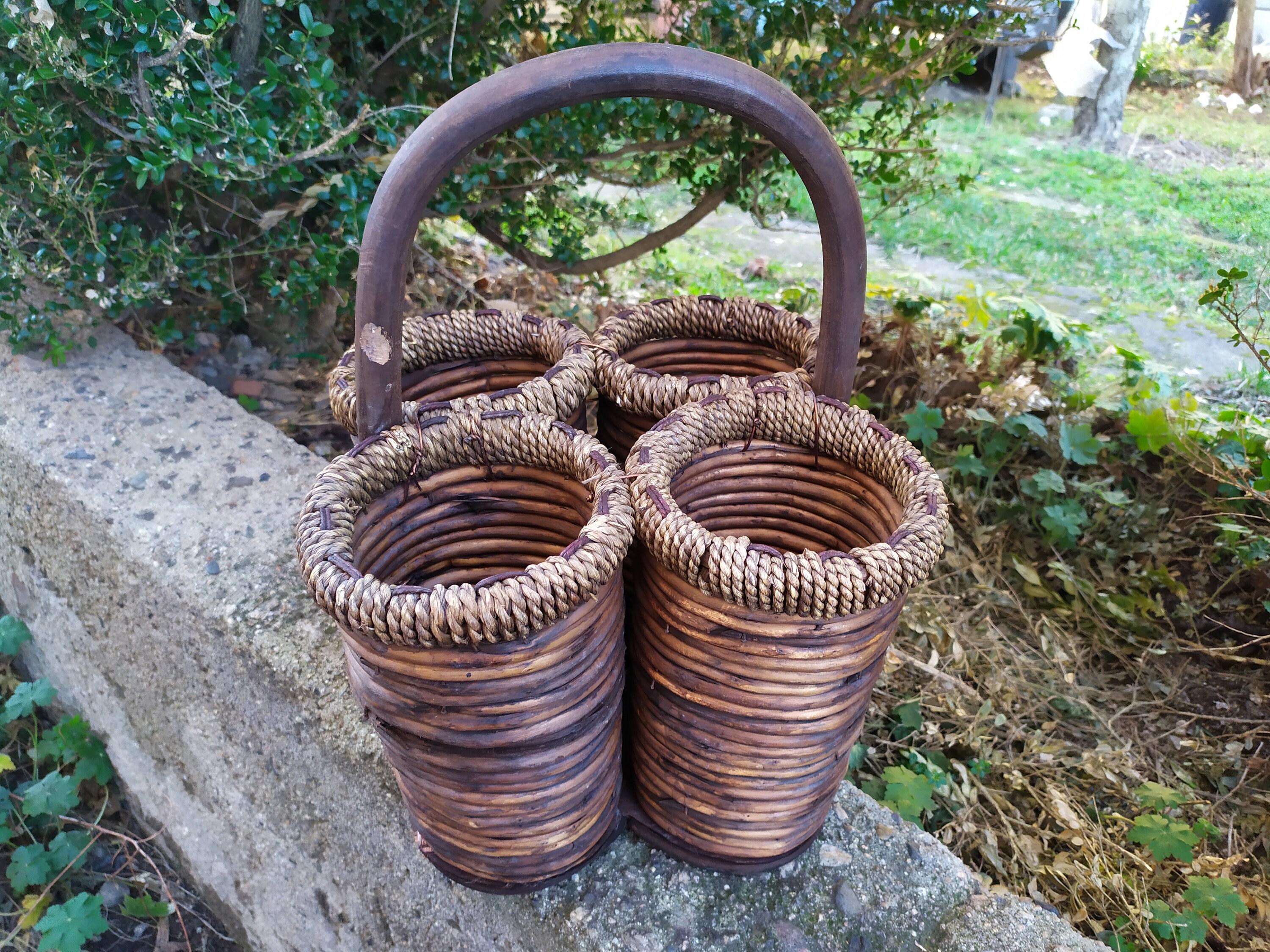 Vintage Handmade Wooden Basket Wooden Basket Flower Basket Etsy UK