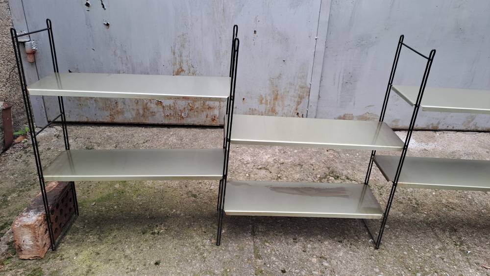 Vintage Metal Shelves Iron Bookcase Industrial Wall Shelves Etsy