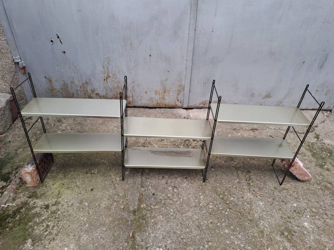 Vintage Metal Shelves Iron Bookcase Industrial Wall Shelves Etsy