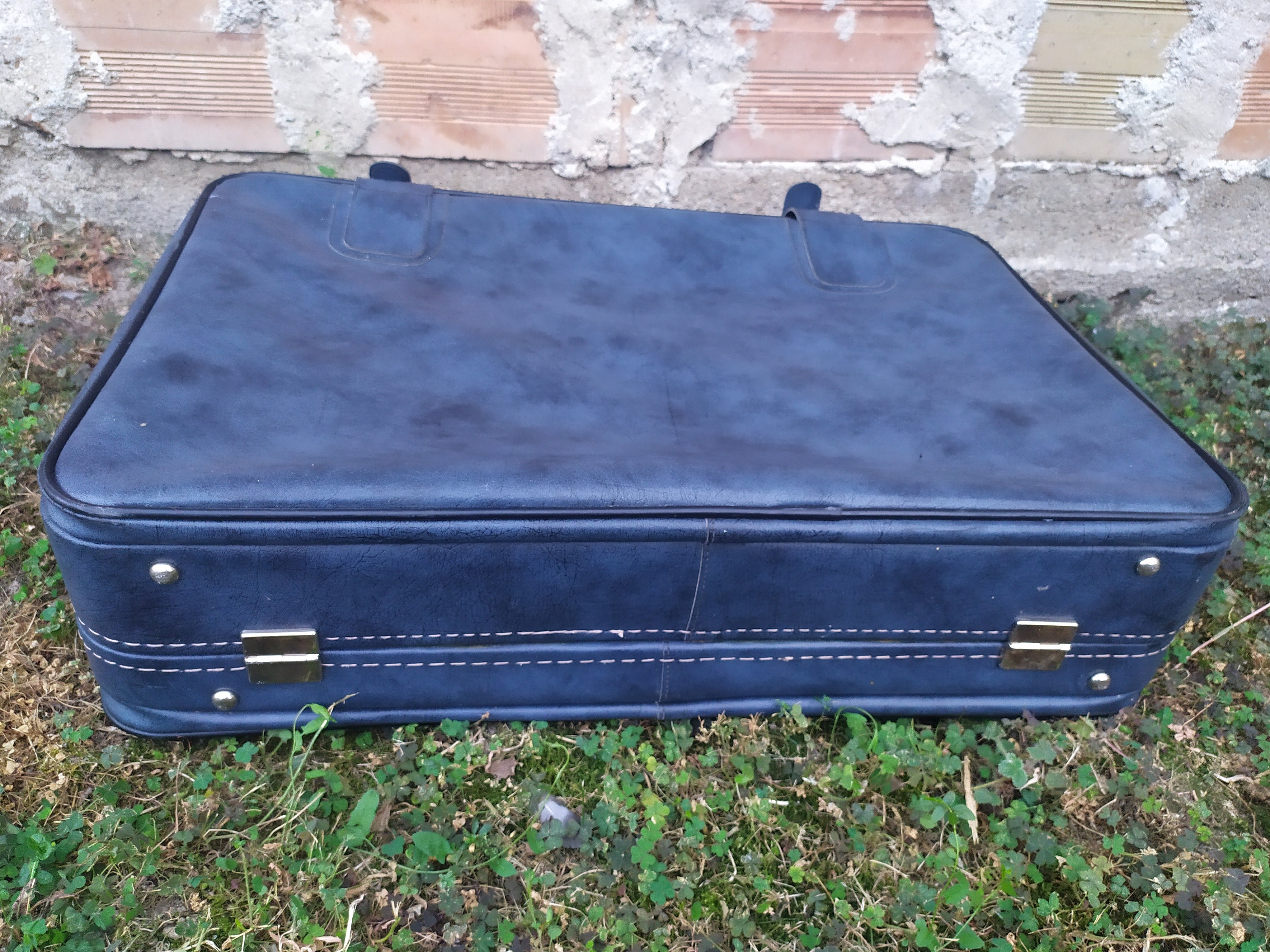 VERY BIG 27.90 VINTAGE 70 Te Maleta de equipaje de cuero grande, Bolsa de  viaje azul grande -  México