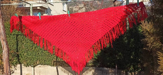 Hand knitted scarf / Red crochet scarf / Handmade… - image 3