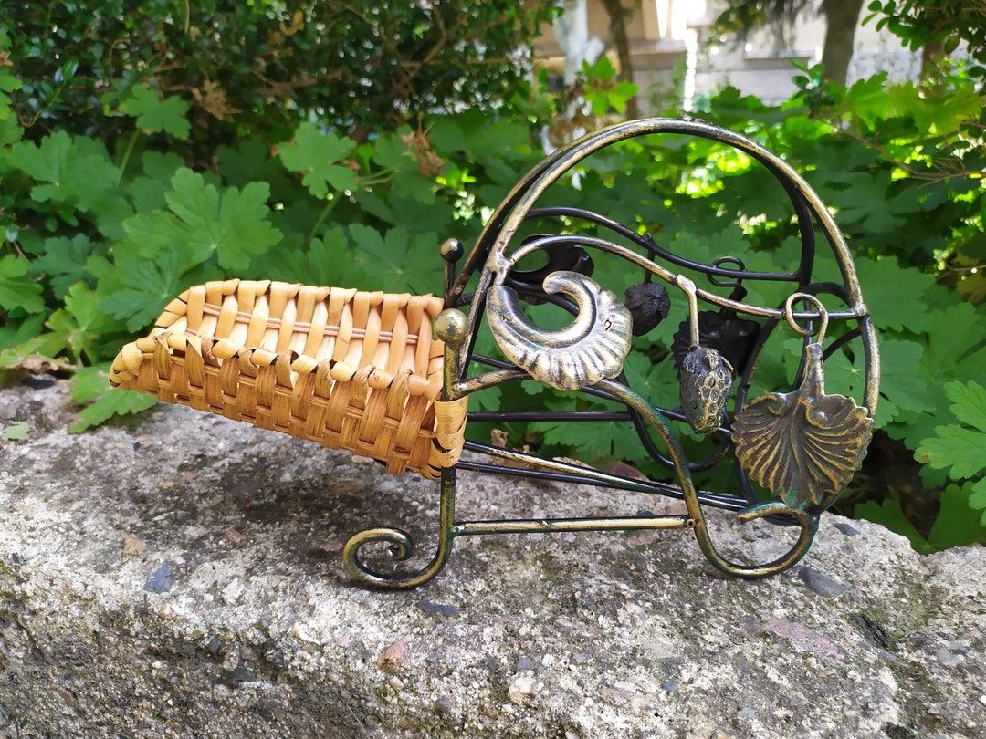 Vintage Wine Rack / Antique Bottle Rack / Iron Wine Stand / Retro Bar Accessories / Home Decor