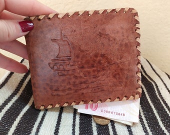 Vintage Leather Purse,Coin Purse Leather, Coin Wallet, Coin Holder,  Old Purse, Women's Men's Wallet, Embossed Brown Purse