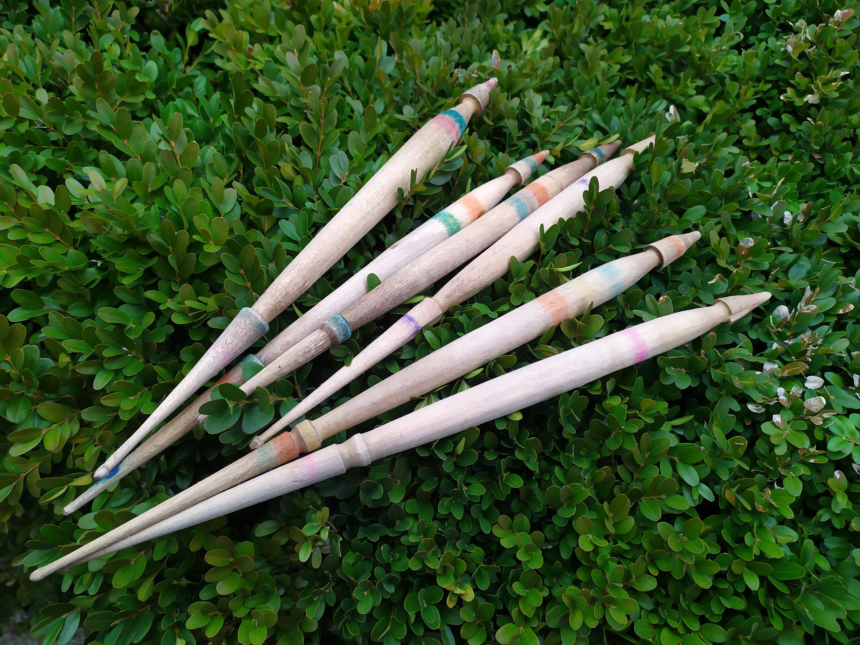 30s Antique 6 pcs Wool Spindles Handmade spindle Vintage Etsy