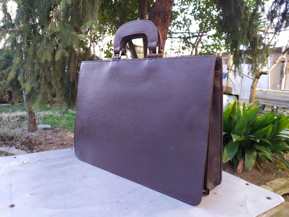 Vintage Brown Suede FRANKLIN COVEY Briefcase Travel Bag 