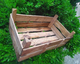 Vintage European Wooden Crate, Antique Fruit and Vegetable Crate, Rural Decor, Farmhouse