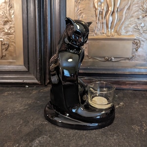 Vintage, Yankee Candle, Ceramic, Black Cat, Double, Tea Light Holder,  #1602259,