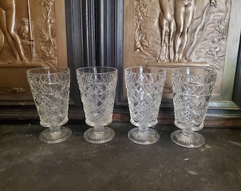 4 Vintage, Big Top Peanut Butter, By Hazel Atlas, Water, Wine Glass, Stemware, 5 3/8" Tall, 3 1/8" Wide