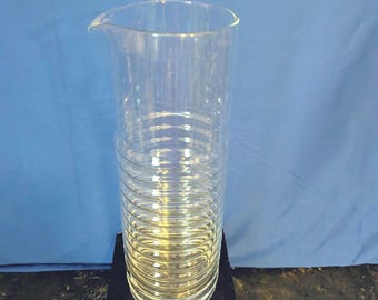 Vintage, Circolo, By Schott Zwiesel, 42oz Clear Glass, Pitcher/Craft, 1996, Ribbed, Molded Rings, 10 1/4" Tall,