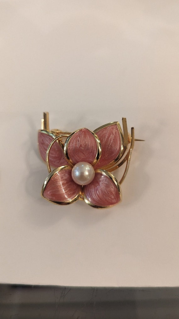 Vintage, Pink, Faux Pearl, Flower, Brooche, for Wo