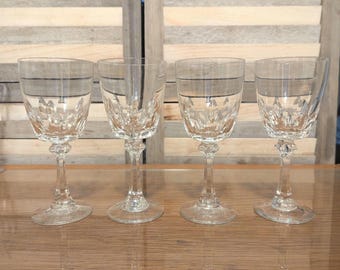 4 Vintage, Fair Lady, By Mikasa, Water Goblets, Pattern #91041, 7 1/8" Tall, 3 1/8" Diameter Bowl