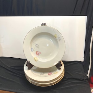 6 Vintage Zeh Scherzer Bavaria Germany 9 1/2&quot; Large Rim Soup Bowl