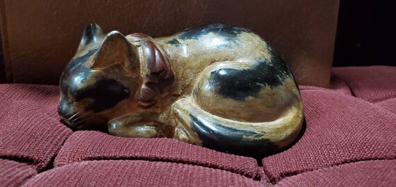 Antique-early 1900's-sleeping Cat Nemuri Neko Japan Bronze Taishio