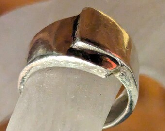 Vintage, Sterling Silver, Spoon Ring, Overlapping, And Fused, Ring Size 5 1/2" 1/2" Widest Point Of Ring