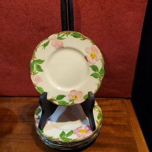 6 Vintage, Ceramic, Desert Rose, By Franciscan, Earthenware, Bread And Butter Plates, Pink Roses, 6 3/8&quot; USA, 1950&#39;s