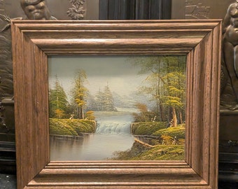 Vintage, 1970s, Original, Framed, Oil On Canvas, Shimmering Waterfalls, By B Coltman, Signed,