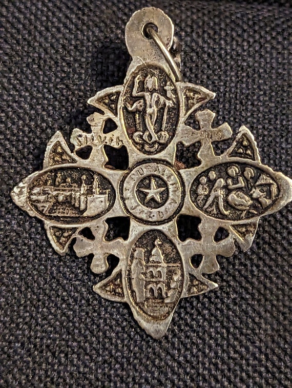 Vintage, Jerusalem, 800 Silver, Byzantine, Cross,… - image 2