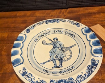 Vintage, Royal Delft, Blue And White, De Soldaat-Extra Dubbel, Ceramic, Made In Holland,