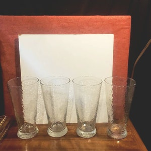Vintage, 22 Oz, Southern Sippers, By Southern Living, Footed, Flat Tumblers, Clear, Hammered, 7 1/4&quot; Tall, 3 3/4&quot; Wide