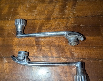Vintage, Pair Of, 1930s, Standard, Ford, Interior, Window Crank Handles, Chrome, Both Knobs Spin, Minor Ware,
