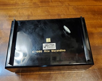 Vintage, Floral, Black Laquered, 1995, Music, Dresser Box