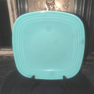 Vintage, USA, Fiesta Turquoise, By Homer Laughlin, All Turquoise Ceramic Square Dinner Plate, 10 3/4" Diameter