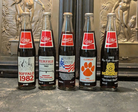 Lot Of, 5 Vintage, 1980s, Coke Bottles, 10 Ounce, Commemorative