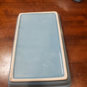 Vintage, Ceramic, Covered Butter, Dish, Aqua Glaze, 7 1/2 Long, 4 3/8 Wide, 4 Tall afbeelding 5